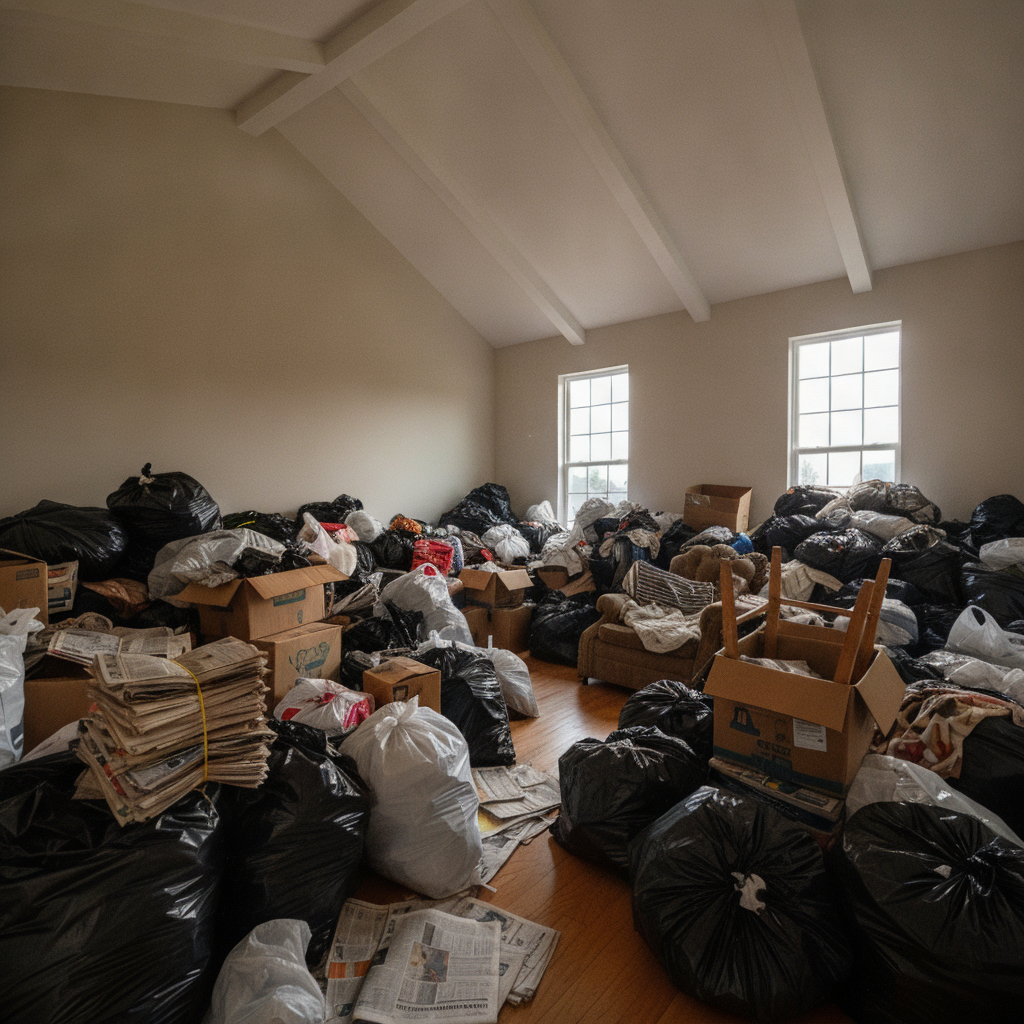 Bedroom before hoarding cleanup Paducah KY