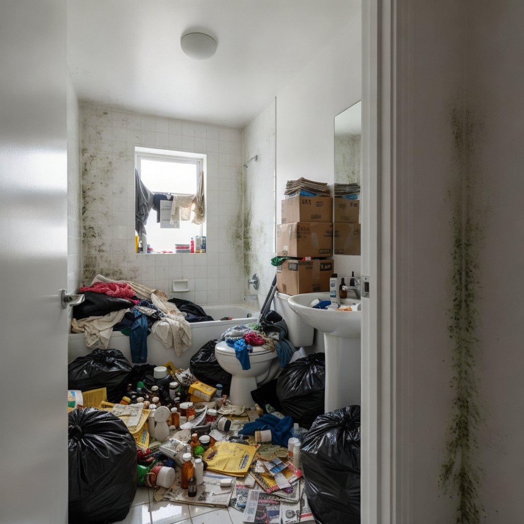 Living room before hoarding cleanup Paducah KY